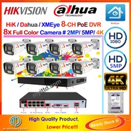 Qi Tech HiK Vision Dahua 4MP XMEye 5MP 8-CH POE DVR + Hard Disk With Full Color POE Camera CCTV Pack