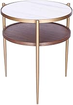 Metal Round Table,Rivet Modern Metal Side Table ，2 Layer Storage Rack, Coffee Table， Side Table Corn