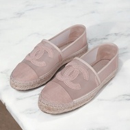 莉亞精品♡ Chanel 粉色漁夫草編鞋 #39 二手