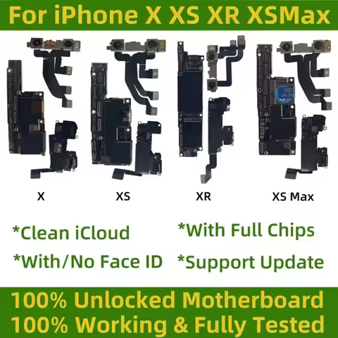 Tested For iPhone xs max Motherboard with face ID, Unlocked For iphone X XR Logic board Clean iCloud
