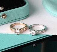 Tiffany風格六爪鋯石戒指 玫瑰金/金色/銀色 時尚輕奢飾品