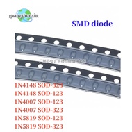 100pcs SMD diode 0805 SOD-123 1N5819 1N4007 1N4148 SOD123 SOD-323 1206 1N4148WS 1N5819WS B5819WS SOD