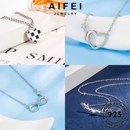 AIFEI JEWELRY Diamond Accessories Necklace Korean Women Chain Sterling For Perempuan Silver Perak 925 Moissanite Rantai Pendant Simple Original 純銀項鏈 Leher M048