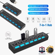 High Speed USB Hub with Power On/Off Switch 480mbps 4 Port & 7 Port