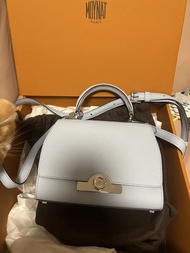 Authentic Moynat Paris Baby Rejane Light Blue Leather Bag