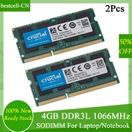 Crucial RAM DDR3L 8GB (2x4GB) 1066MHz 1.35V Laptop Memory 204Pin SODIMM PC3L-8500 Notebook Memory DDR4L RAM Memory Module
