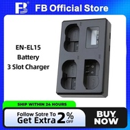 FB EN-EL15 EL15C Battery 3 Slot Charger for Nikon Camera D750 D800E Z5 D780 D7200 D800 D500 D610 Z7I