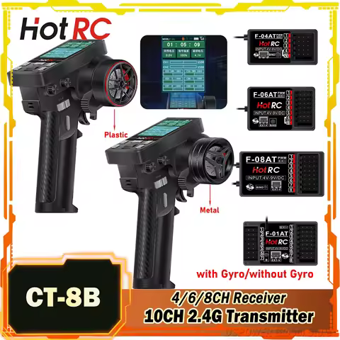 HOTRC 10CH CT-8B CT-10B 2.4G Transmitter Screen Remote Control Gyro Receiver F-04T F-06AT F-08AT F-0