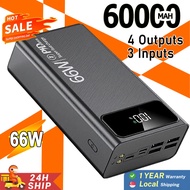 [SG Ready Stock] 100% original 60000mAh powerbank fast charging With 4 USB 3 inputs Portable charger