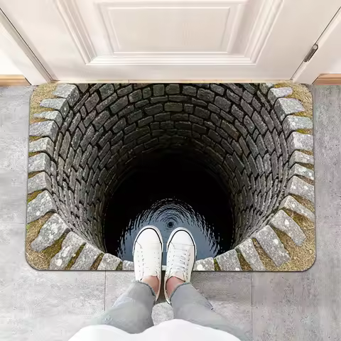 Vortex Well Mat: A Stunning Optical Illusion for Your Entrance | Unique Floor Mats | 3D Graphic Desi