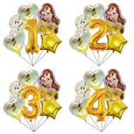 7pcs Beauty And The Beast Theme Princess Belle Foil Balloon 32inch Number Balloon Girl Birthday Baby