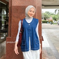 PRAYA.CLO - Isabel Vest Jeans Women's Sleeveless Top Vest Denim Woman Vest Woman Korean Style Vest W