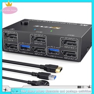 KVM Switch Dual Monitor DisplayPort Spare Parts 4 USB3.0 for 2 Computers, 2 in 2 Out DP 1.4 KVM Swit