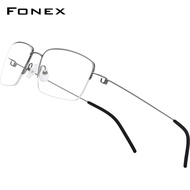 FONEX Titanium Alloy Optical Glasses Frame Men Half Prescription Eyeglasses Korean Women Myopia Screwless Eyewear 98623