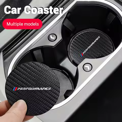 2Pcs Car Anti Slip Carbon Mat Coaster Car Water Cup Slot Decorate Accessories For BMW M E30 E34 E36 