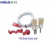 Mcdrlled New Motorcycle Bike T10 Led W5w Dual Color Side Light Drl Turn Signal Bulbs White and Amber