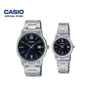Casio General Couple Watch MTP-V002D-1B3 & LTP-V002D-1B3 Silver Stainless Steel Band