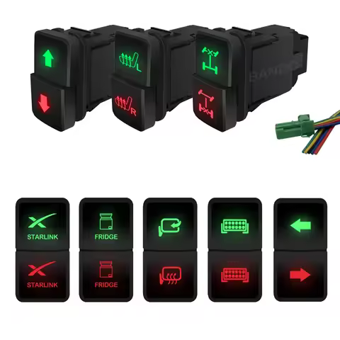 12V Green Red Front Diff Lock Rear Locker 4WD 4X4 Dual Push Button Switch for Toyota Prado 4Runner L