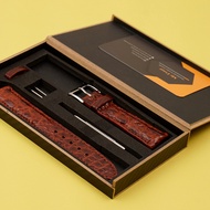 Red Brown Crocodile Leather Watch Strap - MrFour Leather Watch Strap | Crocodile Leather Watch Bands