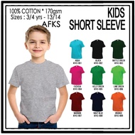 🔥HOT SALE🔥KID'S 100% cotton plain t-shirt (Light grey)/T-SHIRT KOSONG