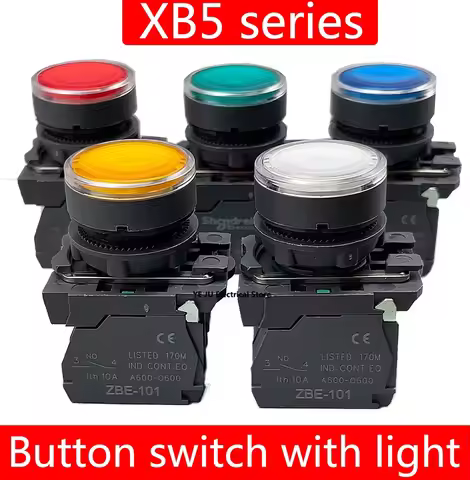 22MM waterproof illuminated push button switch momentary switch with integral LED NB5 XB5 AW33B1C 22