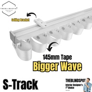 Single Ripple Fold Curtain Track / S Fold Track 145mm Ripple Fold Tape Curtain Railing Langsir