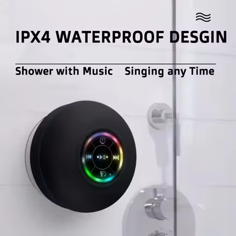 Mini Wireless Bluetooth Speaker Waterproof Bathroom Audio Wireless Shower Speaker RGB Lights Soundba