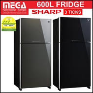 SHARP SJ-PG60P2 600L 2-DOOR FRIDGE (3 TICKS)