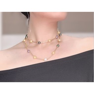 AAA 8mm south sea Mixed color shell Pearl Necklace 14K filled gold，Or wear it as a bracelet
