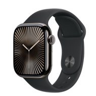 Apple - Apple Watch Series 10 (GPS + 流動網絡)；42 毫米石板色鈦金屬錶殼；黑色運動錶帶 - S/M