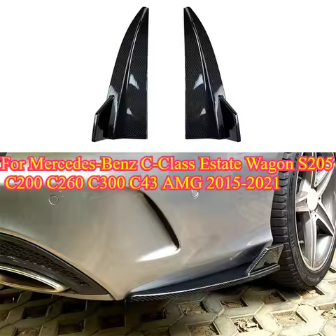 Car Rear Bumper Lip Diffuser Side Splitter Spoiler For Mercedes-Benz C-Class Estate Wagon S205 C200