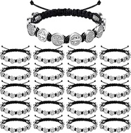 Junkin 30 Pack Benedictine Bracelet Medal Rosary Bracelet Protection Bracelet Benedict Cord Braided 
