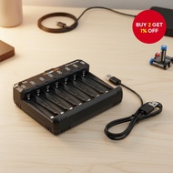 POWERKAN USB Charger for AA/AAA, LED Display Indicates Battery Status, Compatible with 1.2V NiMH/Cd 