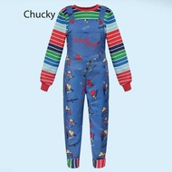 C Halloween Costume Chucky Childplay Blue Cartoon Jumpsuit Overalls With Striped Shirt For Adult Ch