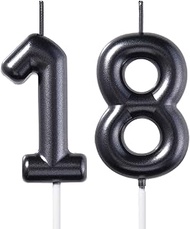 2.35 Inch Black 18 & 81 Birthday Candles, 3D Diamond Number 18th & 81st Cake Topper for Boys Girls B