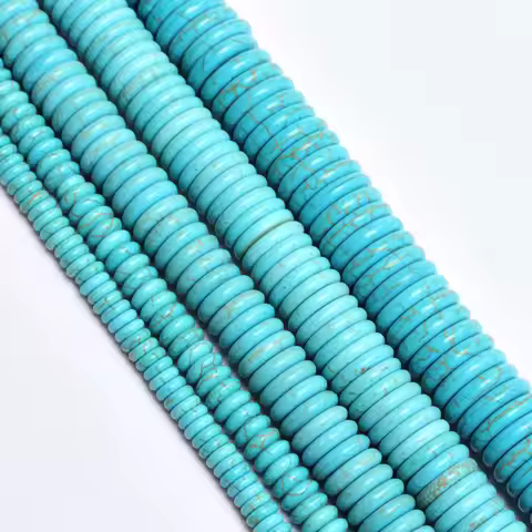 6mm/8mm/12mm/14mm/16mm Natural Stone Green Turquoises Spacer Flat Round Beads 50/30/15/10/5pcs/bag D