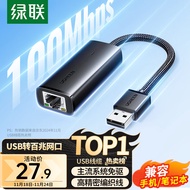 绿联（UGREEN）  USB有线网卡转RJ45网口网线转接头百兆【编织款】 适用苹果华为笔记本Switch外置网口扩展转换器