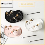 Pawtnership Coffee Cup Saucer Set Cat Design - Coffee Cup / Coffee Glass / Cat Plate / Cat Cup