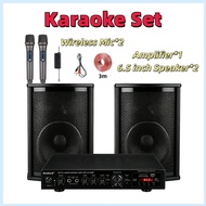 Home Karaoke Power Bluetooth Amplifier Set 5-Channel Amplifier Set 6.5-inch Speakers with 2 Mic