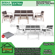 OLYMPLAST SOFA SET RUANG TAMU MINIMALIS KURSI TERAS MEJA PLASTIK COFFE D422A