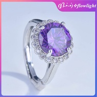 [Free gift box]Luxury amethyst colored treasure ring 5 carat moissanite white diamond ring for women