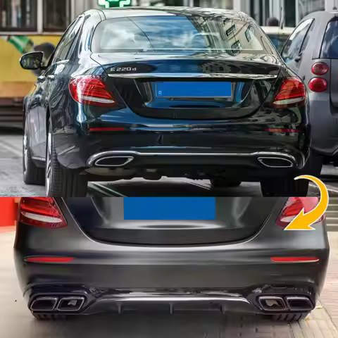 Rear Diffuser + Exhaust Tailpipe Tips for Mercedes-Benz E-Class W213 E200 E250 E300 Rear Bumper Lip 