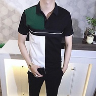 Áo Thun Nam Áo Thun Nam Cổ Bẻ Phối Màu Xanh Lá L3 Thời Trang Nam Phong Cách Chuẩn Form