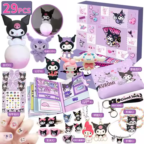 2024 New Sanrio Collection Advent Calendar Surprise Gift Box Kawaii Kitty / Kuromi Anime Christmas C