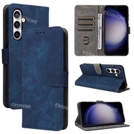 Samsung S24 FE 2024 Flip Matte Leather Phone Case Card Slot And wallet PU Leather Casing For Samsung