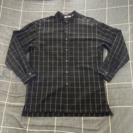 (二手）Uniqlo U 優衣庫 格紋長袖襯衫 Tee Shirt 黑色 Black S size