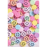 Bag of 10 14mm Smiley Face Piercing Plastic Beads - DIY Beads for Bracelets, Keychains, Handmade Jew