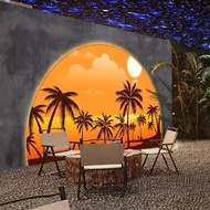 Sunset Coconut Tree Wallpaper Island Camping Style Clocking Background Cloth Milk Tea Bar KTV Barbec