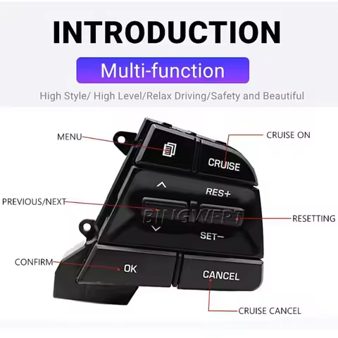 Right Button With Backlight for Hyundai Accent 1.6L 2019 2020 2021 2022 High Quality Steering Wheel 