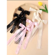 Ribbon hair clip lace hair clip/ tassel ribbon/ ribbon/ satin